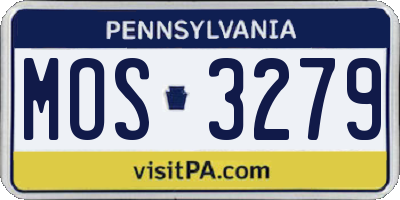 PA license plate MOS3279