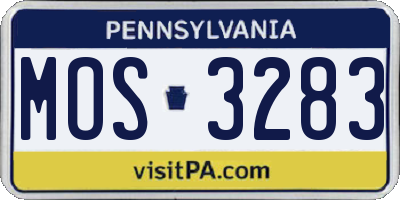 PA license plate MOS3283