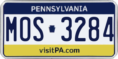 PA license plate MOS3284