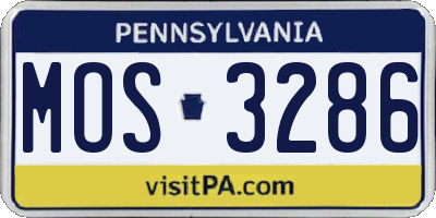 PA license plate MOS3286
