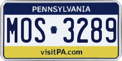 PA license plate MOS3289