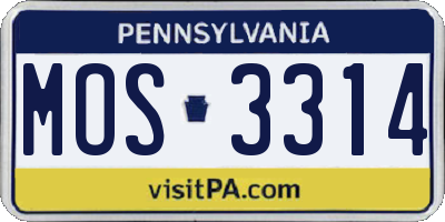 PA license plate MOS3314