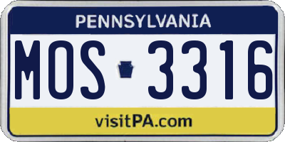 PA license plate MOS3316
