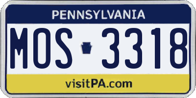 PA license plate MOS3318