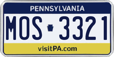 PA license plate MOS3321