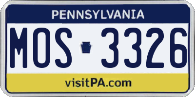 PA license plate MOS3326