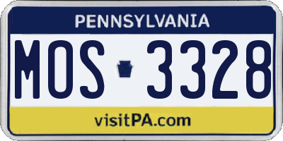 PA license plate MOS3328