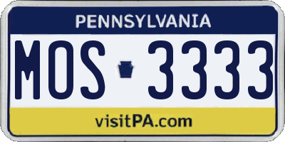 PA license plate MOS3333