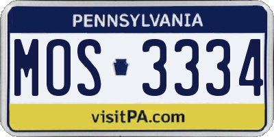 PA license plate MOS3334