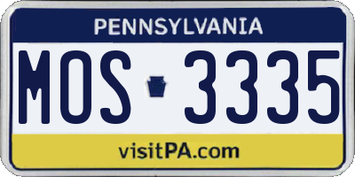PA license plate MOS3335