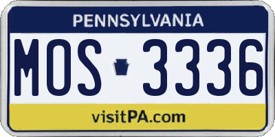 PA license plate MOS3336