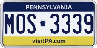 PA license plate MOS3339