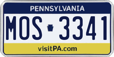 PA license plate MOS3341