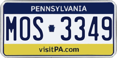 PA license plate MOS3349