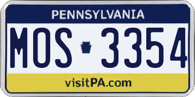 PA license plate MOS3354