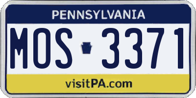 PA license plate MOS3371