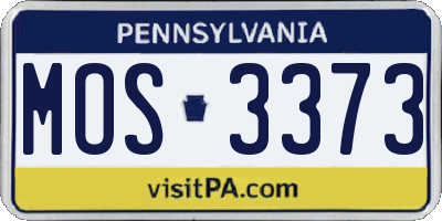 PA license plate MOS3373