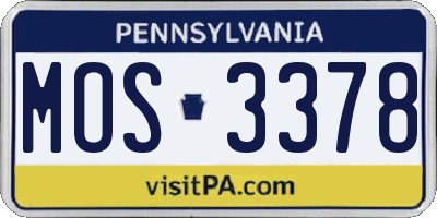 PA license plate MOS3378