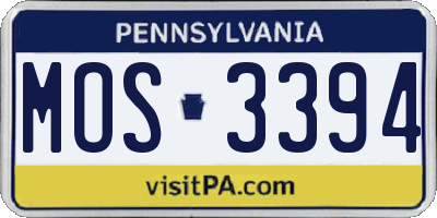 PA license plate MOS3394