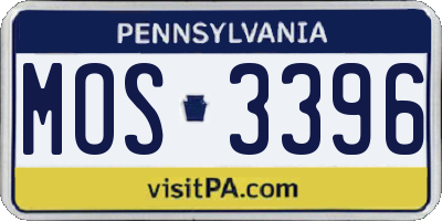 PA license plate MOS3396