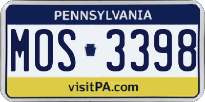 PA license plate MOS3398