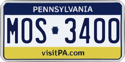 PA license plate MOS3400