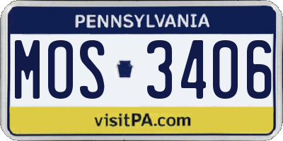 PA license plate MOS3406