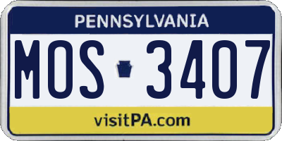 PA license plate MOS3407
