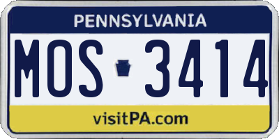 PA license plate MOS3414