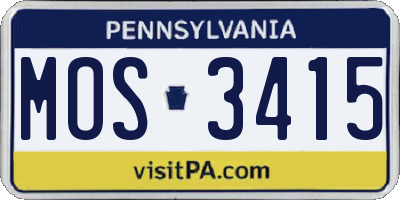 PA license plate MOS3415