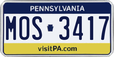 PA license plate MOS3417