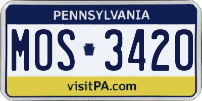 PA license plate MOS3420