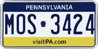 PA license plate MOS3424