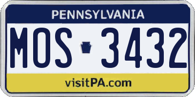 PA license plate MOS3432