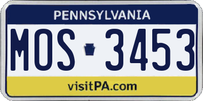 PA license plate MOS3453