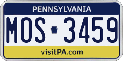 PA license plate MOS3459