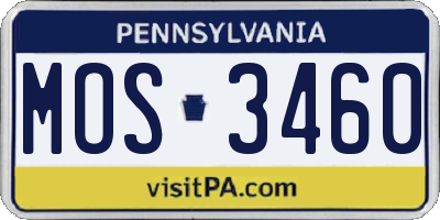 PA license plate MOS3460