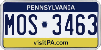 PA license plate MOS3463