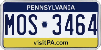 PA license plate MOS3464