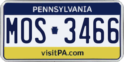 PA license plate MOS3466