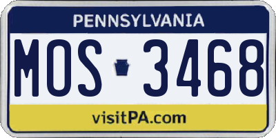 PA license plate MOS3468