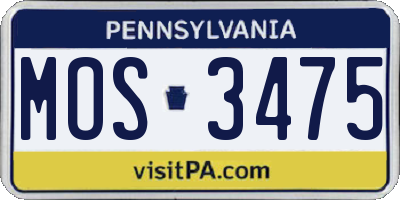 PA license plate MOS3475