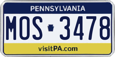 PA license plate MOS3478