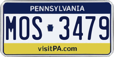 PA license plate MOS3479