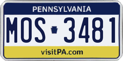 PA license plate MOS3481