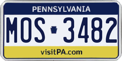 PA license plate MOS3482