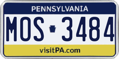 PA license plate MOS3484