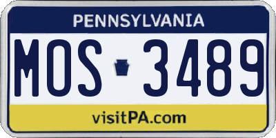 PA license plate MOS3489