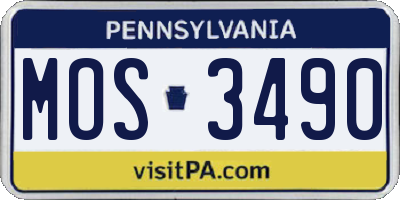 PA license plate MOS3490