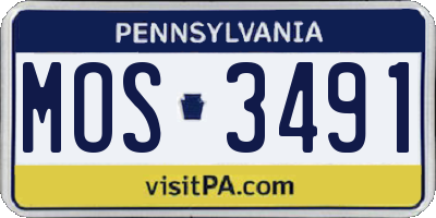 PA license plate MOS3491